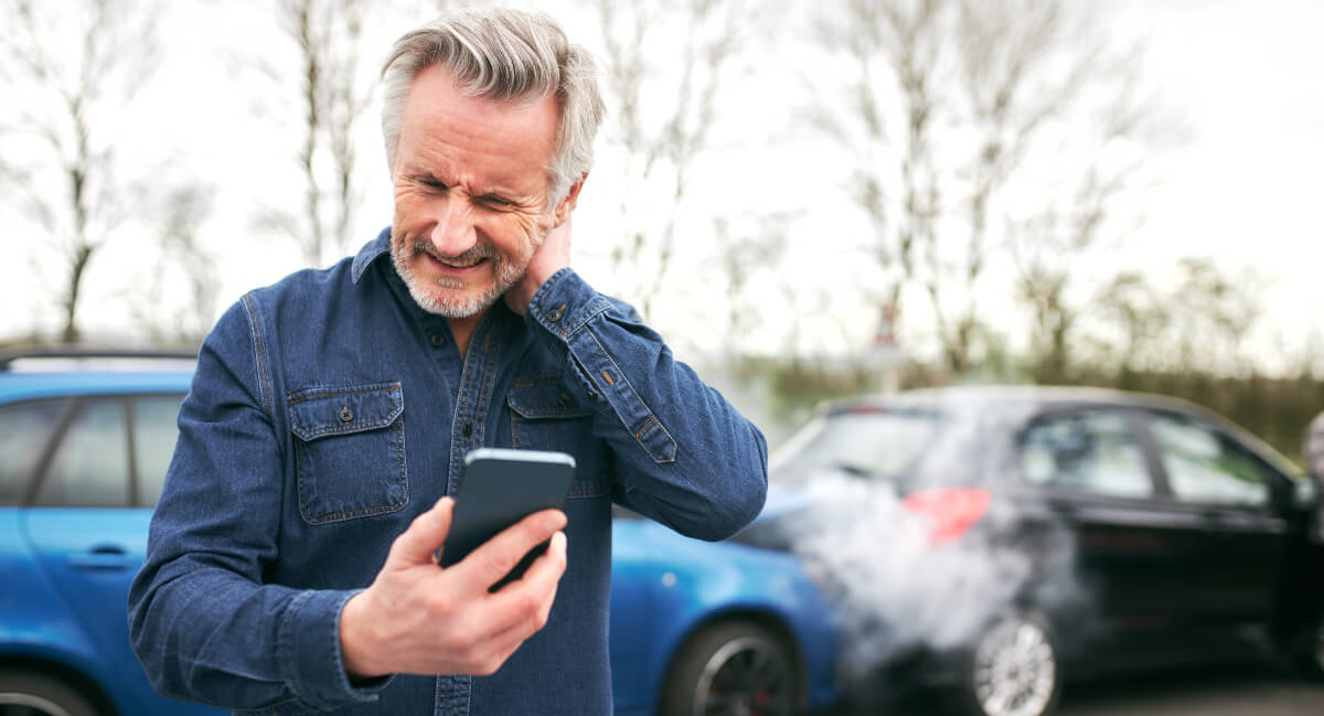 Man with neck pain after car crash