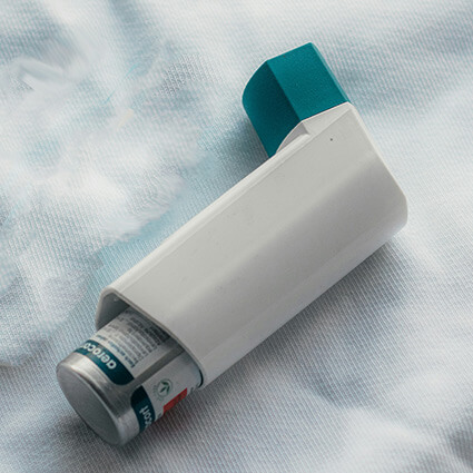 blue and white inhaler