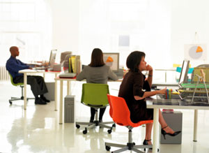 Office workers at their desks