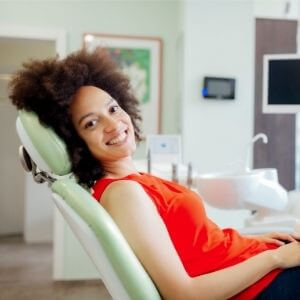 Woman in dental chair
