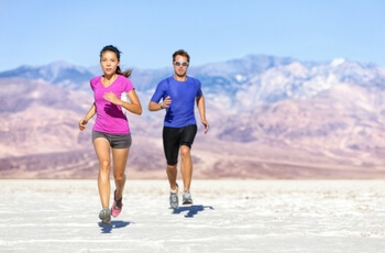 Man and woman jogging.
