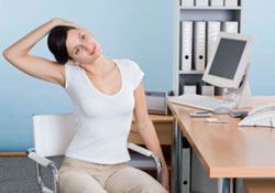 stretching at desk