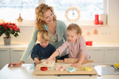 Woman and two children