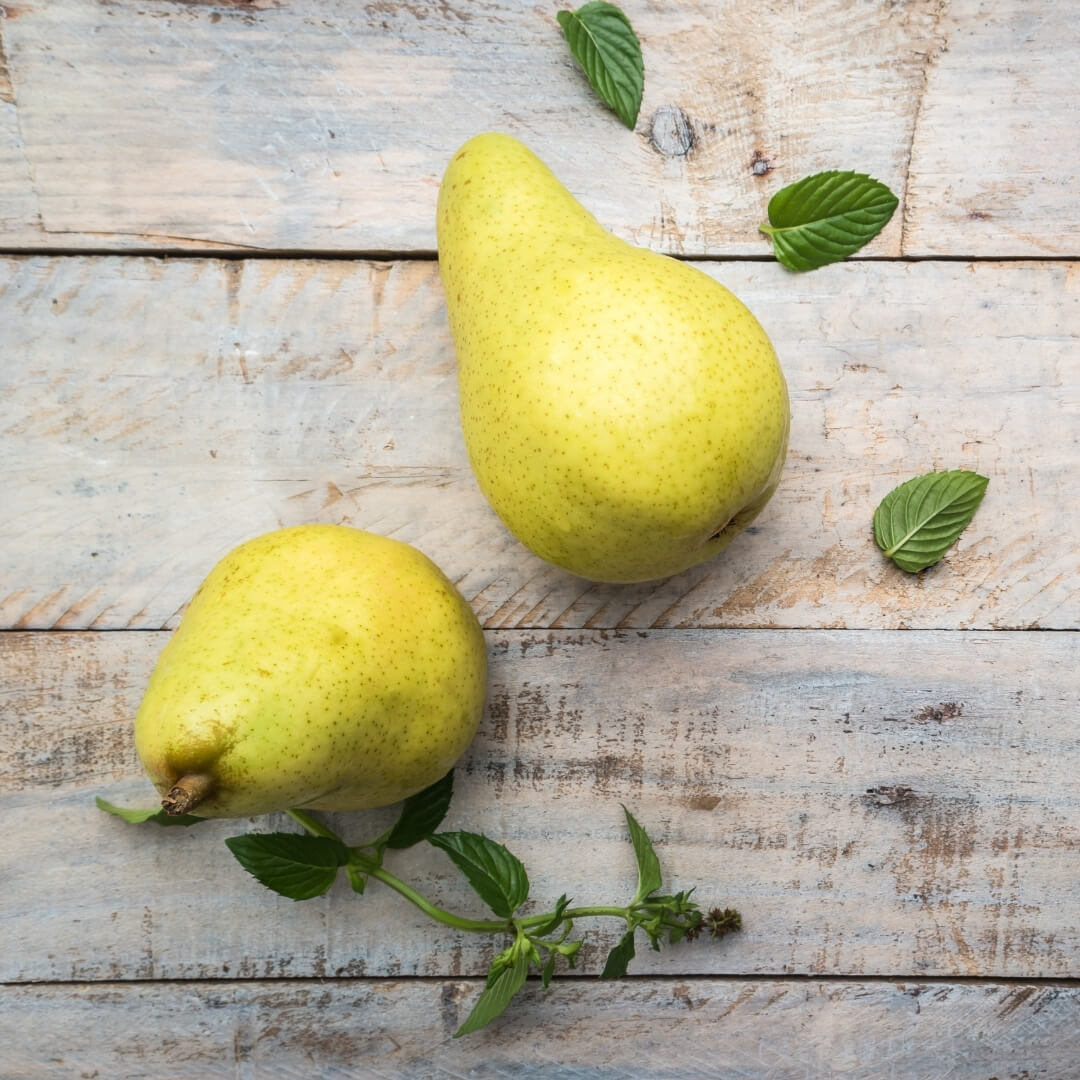 Pears on a table.