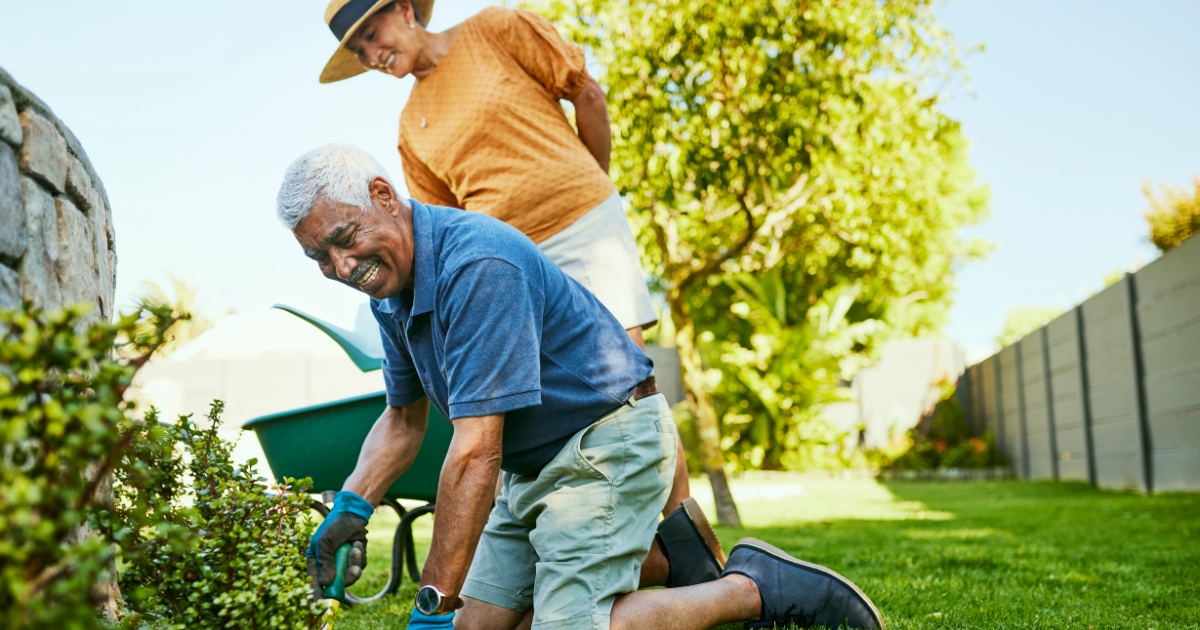 Man and woman gardening.