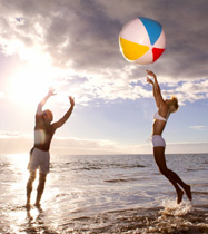 People playing with beach ball