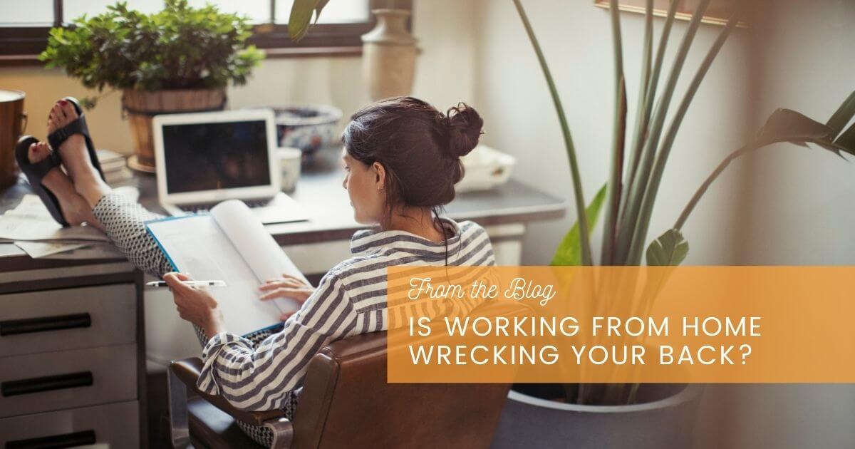 Woman in desk chair.