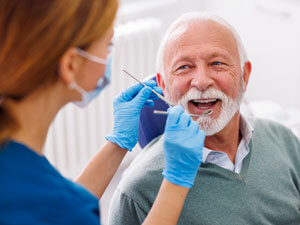 Man getting dental check up