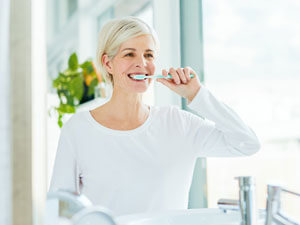 Woman brushing