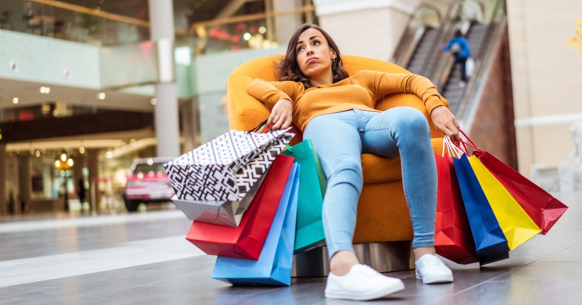 Woman tired from shopping