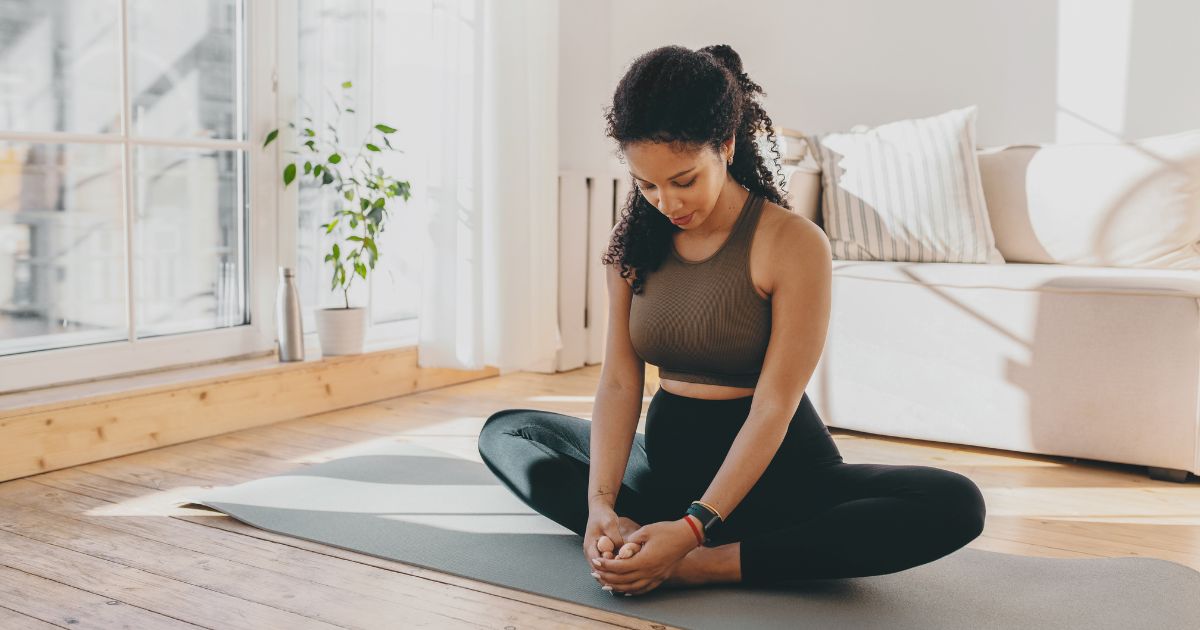 Woman stretching.