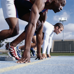 Two runners at the start of a race