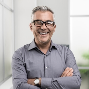 Man smiling.