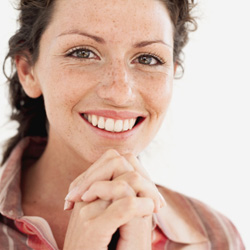 Close up of woman with big smile