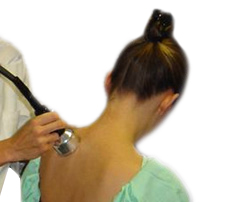Chiropractor performing ultrasound treatment