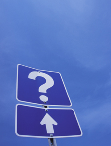 Signpost with question mark