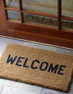 Welcome mat outside of door