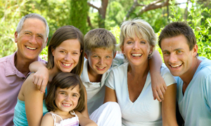 Smiling mulit-generational family