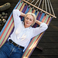 woman napping in hammock