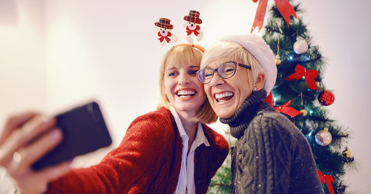 ladies taking selfie
