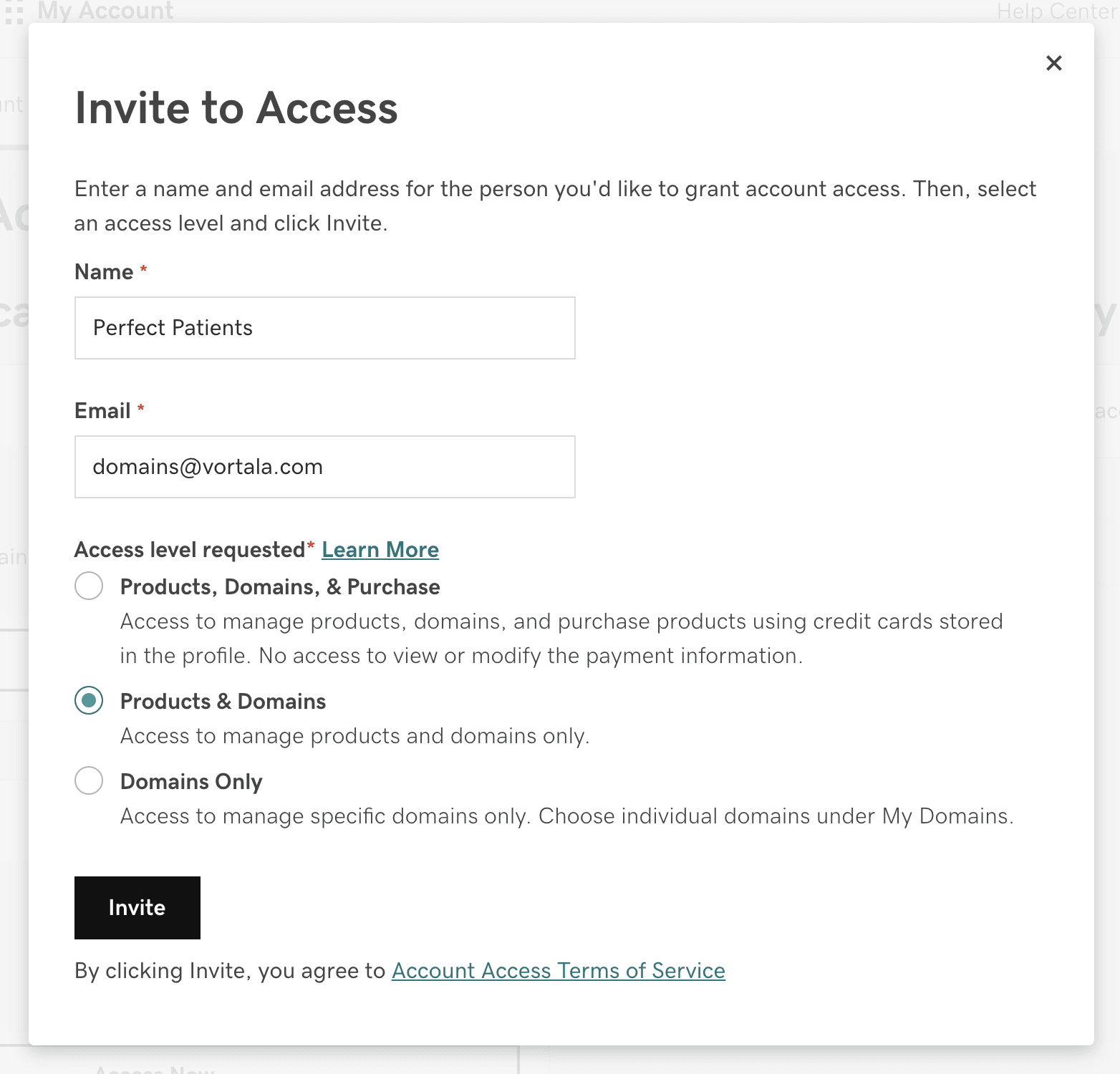 Delegate GoDaddy access