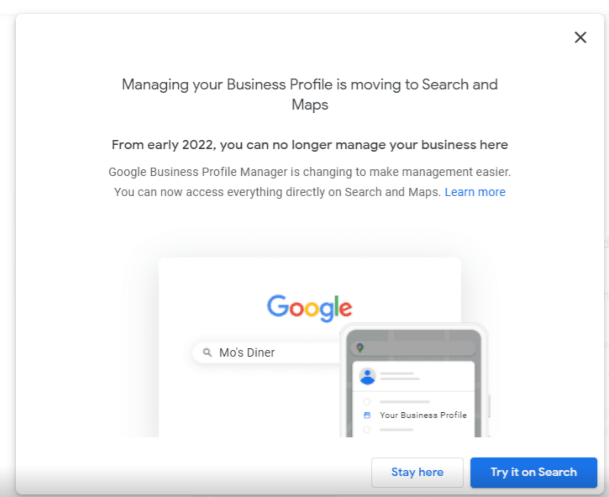 google business profile update