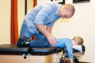 Adjustment table with a child