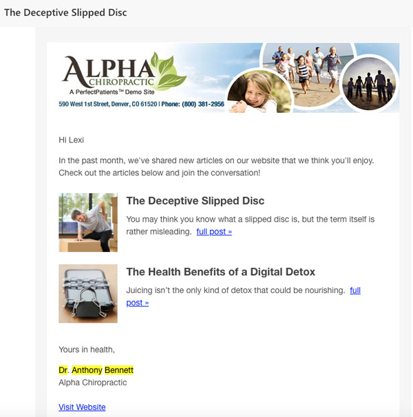 example of the Blog Post Roll Up email
