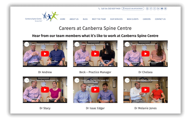 Canberry Spine Centre Testimonial Video Page