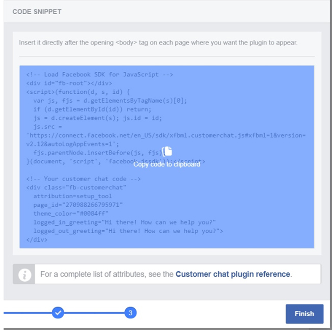 Facebook code snippet