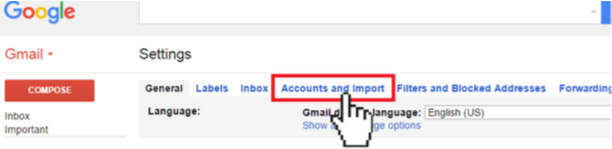 gmail account and import