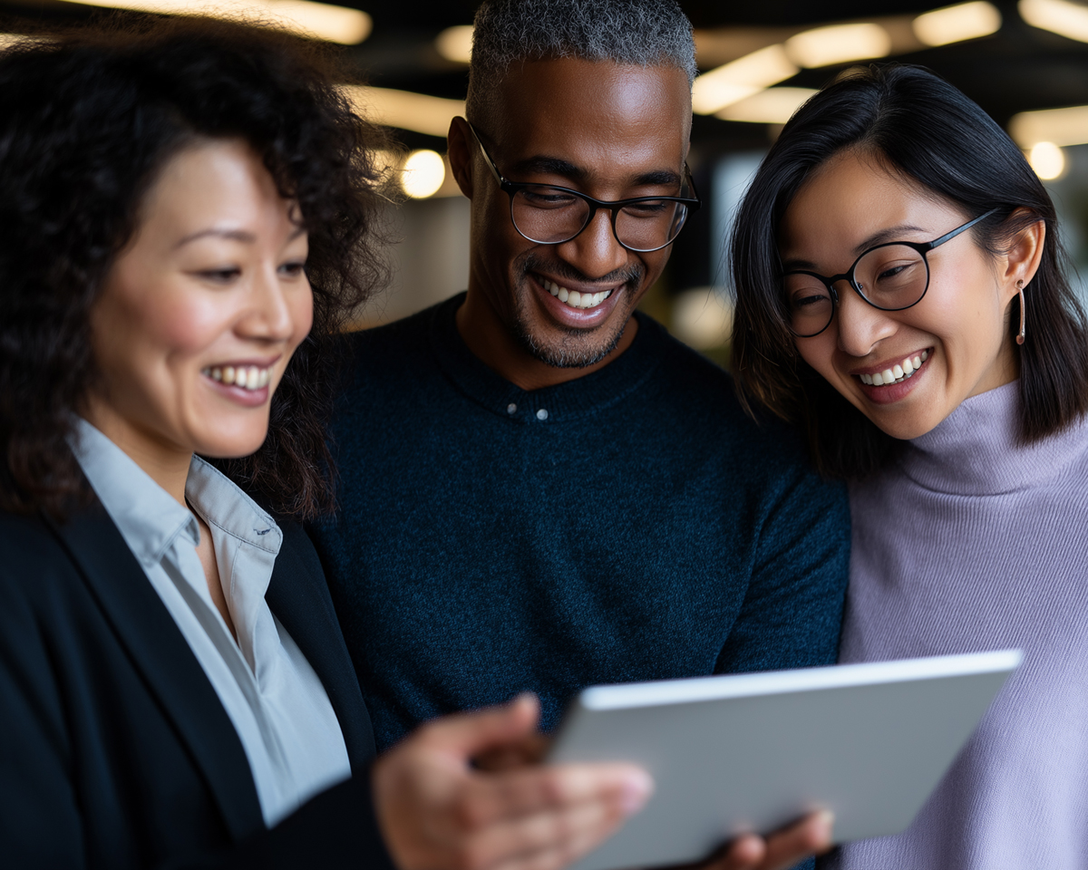 Group looking at tablet