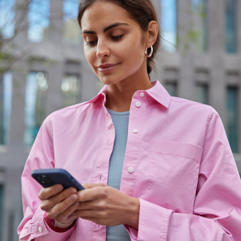 lady looking at phone