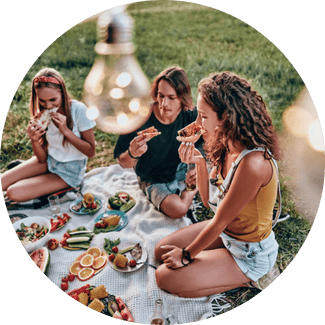 friends enjoying a summer picnic