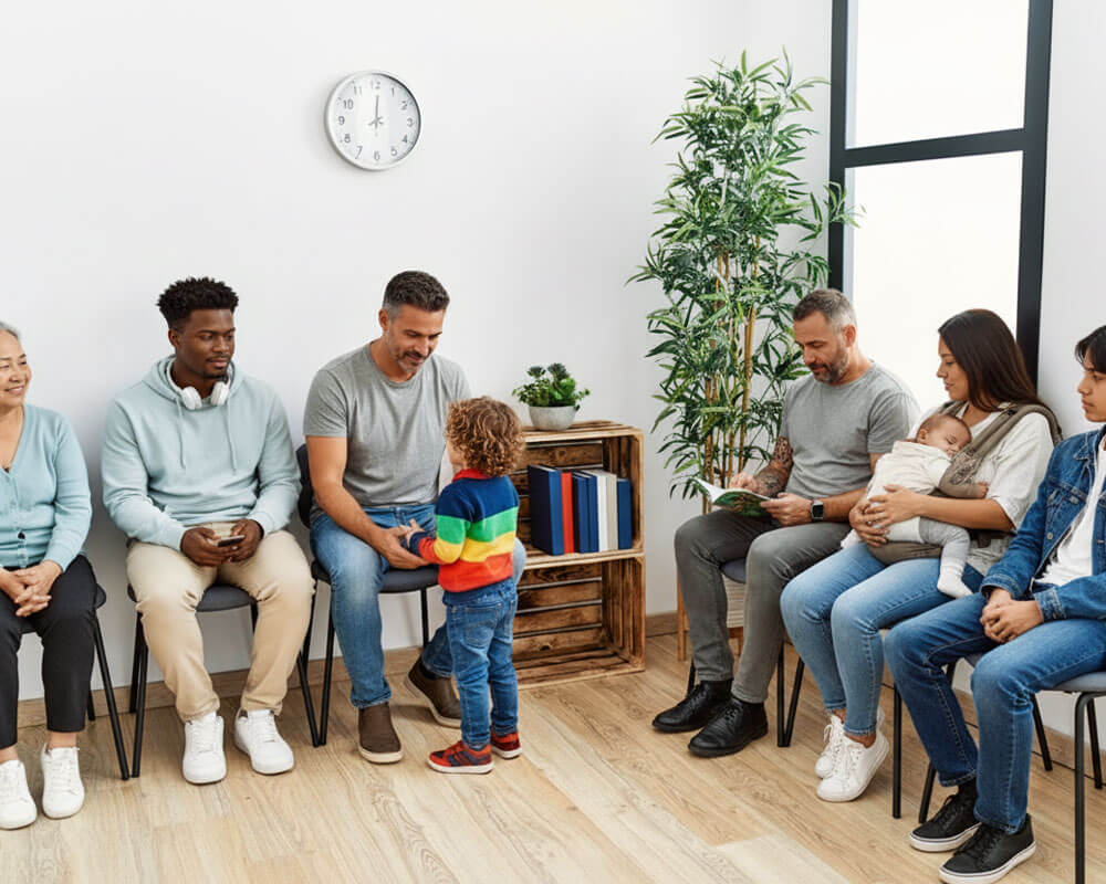 waiting roomn with chairs full