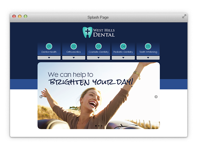 Dental website splash page