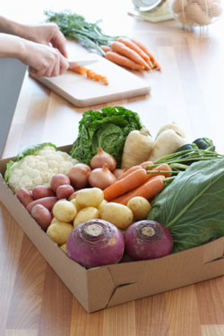 box of fresh veggies