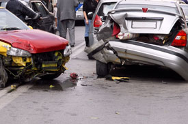 Two cars in a fender bender