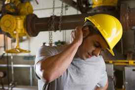 Construction worker with neck pain