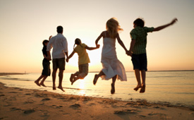 Family on beach