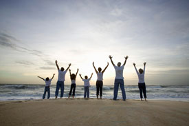 Family on beach