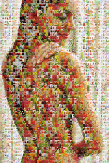 Female portrait made out of food