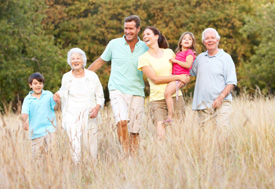 generational family in field