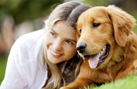 girl and dog