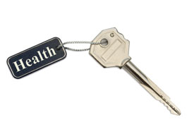 key with keychain labeled health