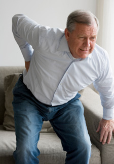 man in back pain