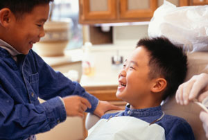 Happy boys at dentist