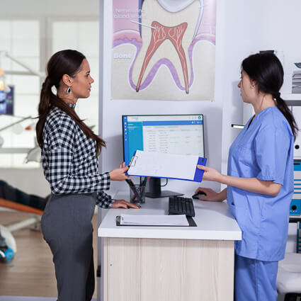 Front desk at dental office