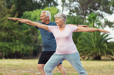 senior couple exercising