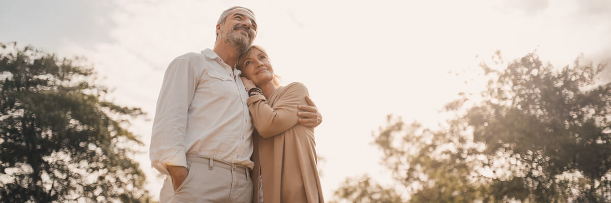 Middle-aged couple out in nature